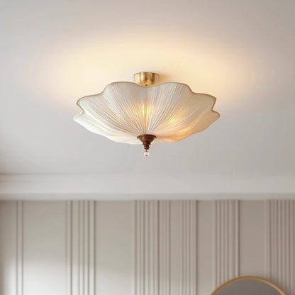 Élise French Retro Lotus-Leaf Fabric Ceiling Light