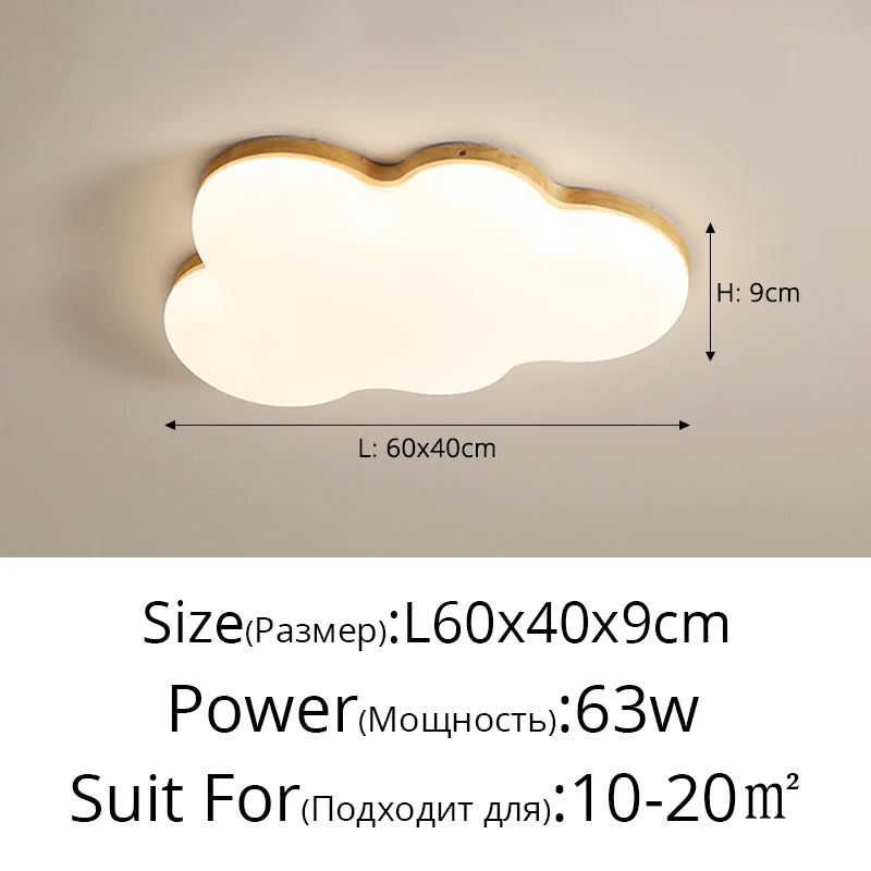 Amélie Wooden Cloud LED Ceiling Light Cream Style Kids Room