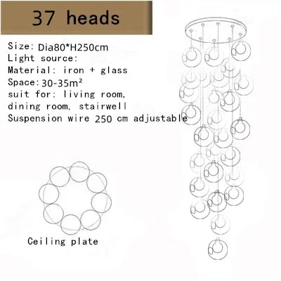 Aurélie Nordic Double Glass LED Ceiling Chandelier