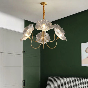 Célestine Lotus Leaf Glass Chandelier