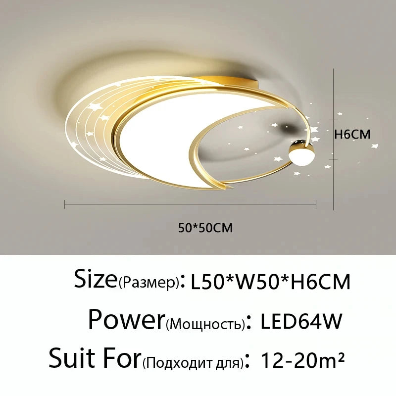 Sophie Modern Gold LED Ceiling Lamp Remote Dimmable Living Bedroom Light