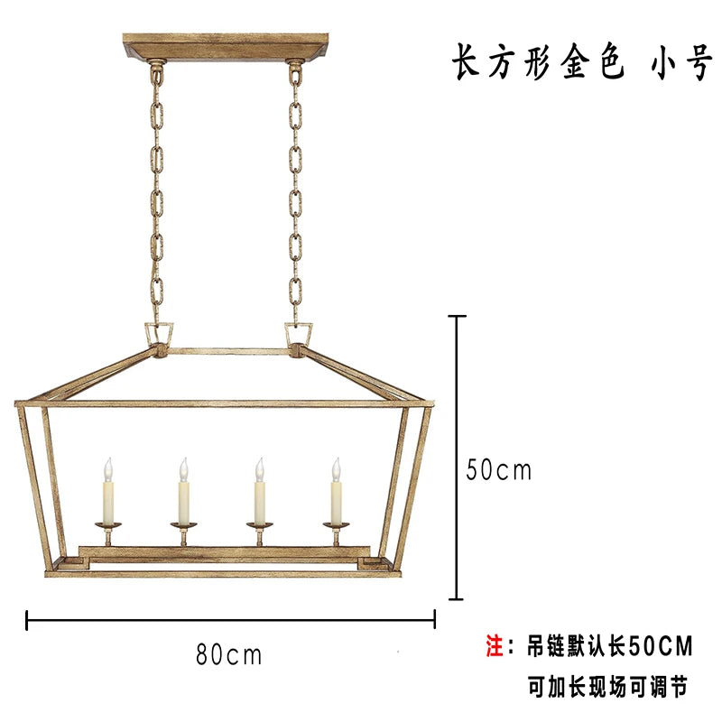 Vintage Gold Iron Cage Pendant Light for Dining Room and Living Spaces
