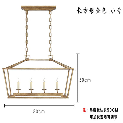 Vintage Gold Iron Cage Pendant Light for Dining Room and Living Spaces
