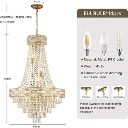 Luxury Circular Crystal Pendant Chandelier for Dining and Living Room