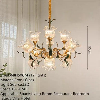 Évelyne Floral Glass Chandelier for Luxury Dining & Lobby Spaces
