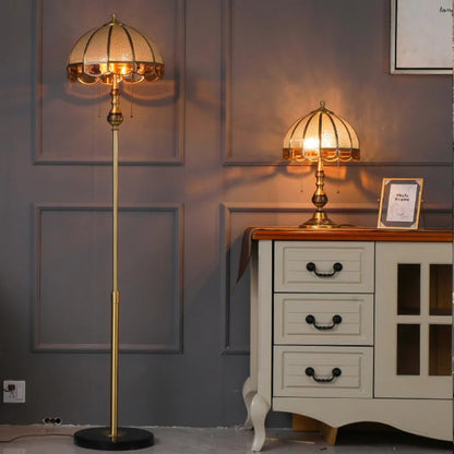 Camille European Copper LED Floor Lamp Retro Standing Light