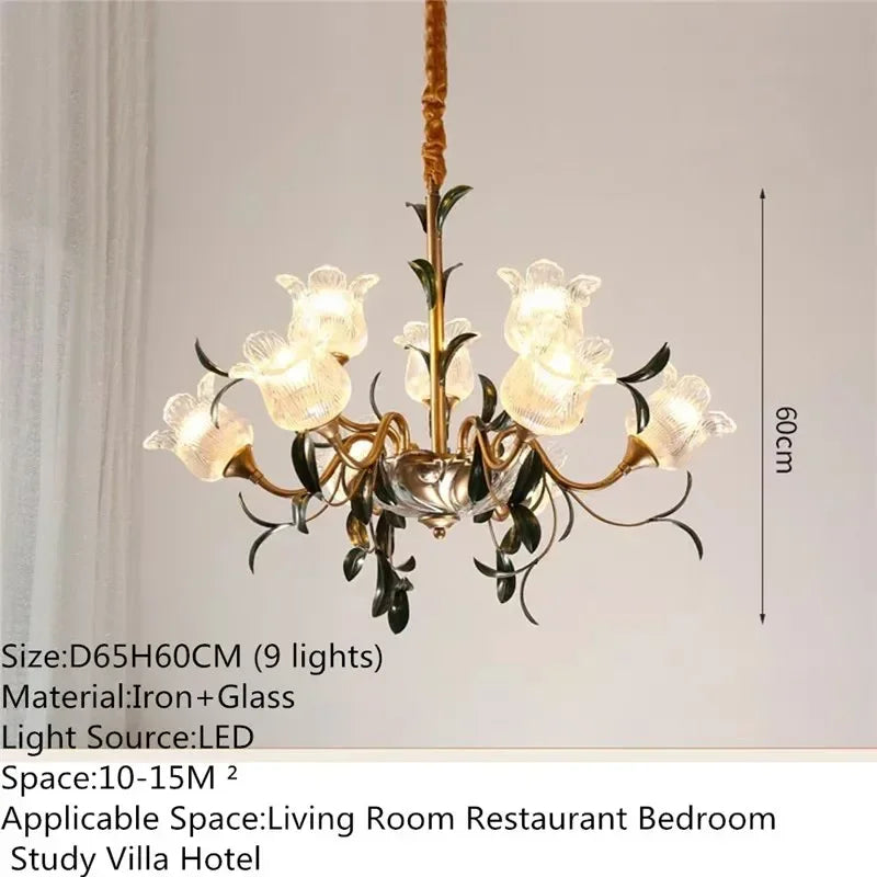 Évelyne Floral Glass Chandelier for Luxury Dining & Lobby Spaces