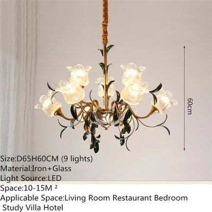 Évelyne Floral Glass Chandelier for Luxury Dining & Lobby Spaces