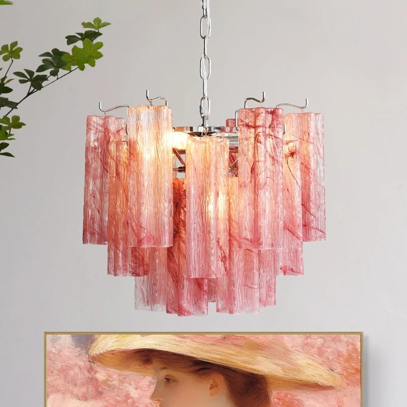 Camille Murano Glass Round Crystal Pendant Light Vintage Ceiling Lamp