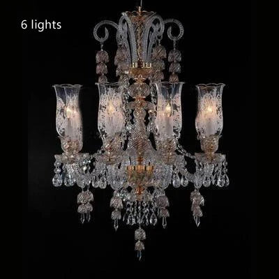 Long Clear Glass Chandelier for Living Room and Study Room