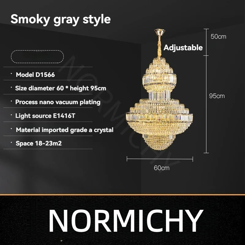 Luxury Hollow Crystal Pendant Chandelier for Villa and Hotel Lobby