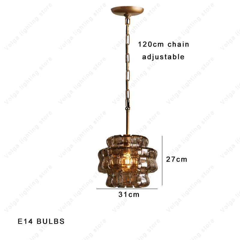 Gray Glass Round Ceiling Chandelier
