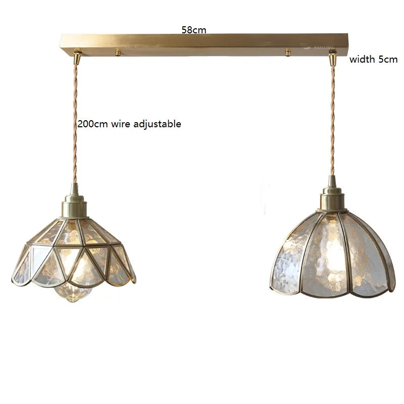 Camille Copper Glass Pendant Light Vintage Style