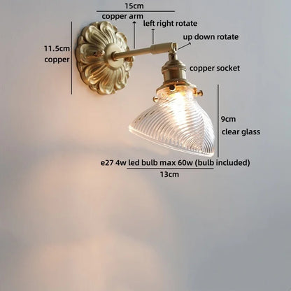 Isabelle Glass Flower Brass Wall Light