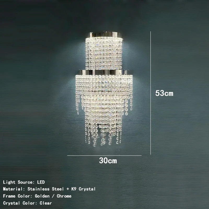Camille Crystal Tassel Staircase Chandelier Luxury Ceiling Light