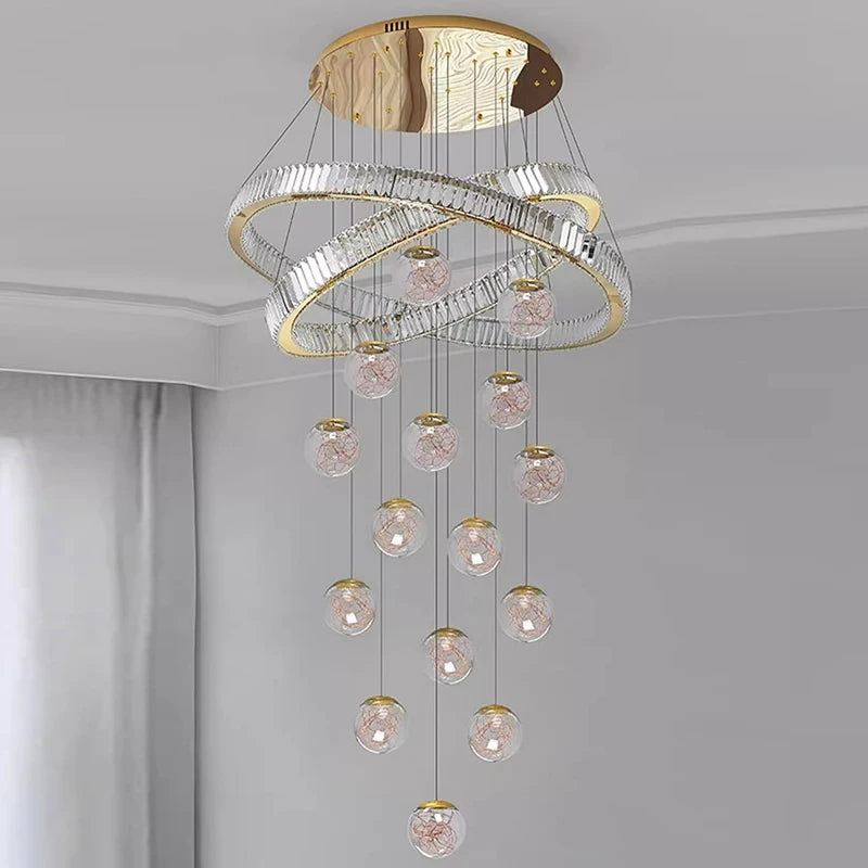 Aurielle Crystal Cascade Spiral Staircase Chandelier