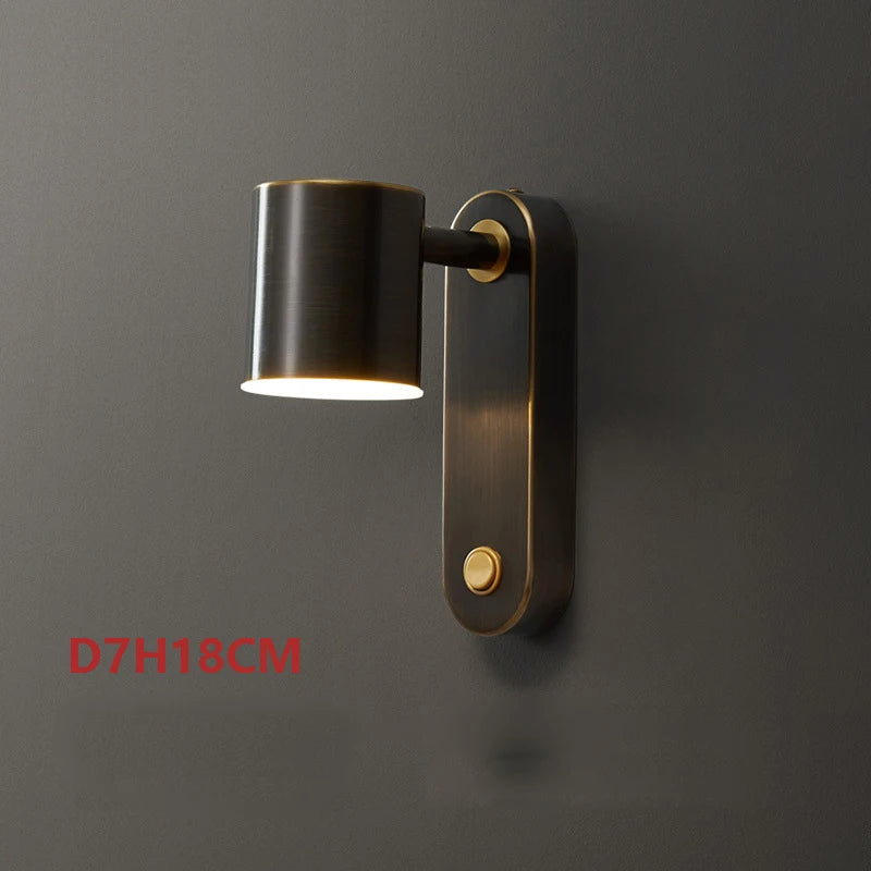 Camille Full Copper Rotating E27 Wall Reading Lamp With Switch
