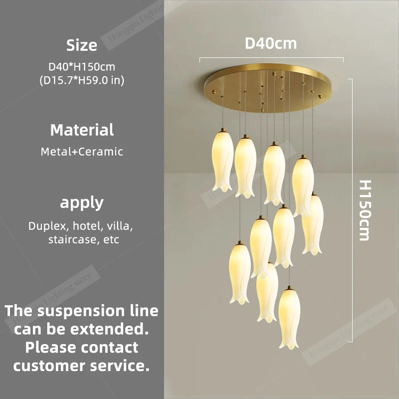 Amélie Minimalist Ceramic Staircase Pendant Light
