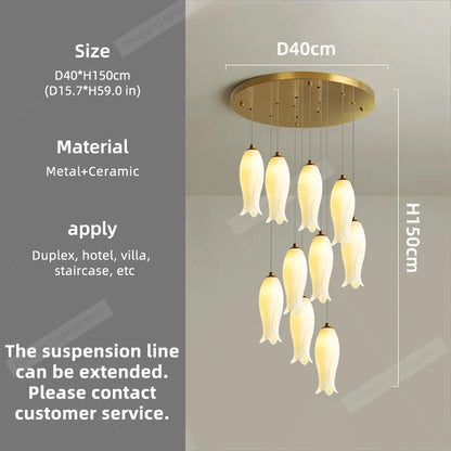 Amélie Minimalist Ceramic Staircase Pendant Light