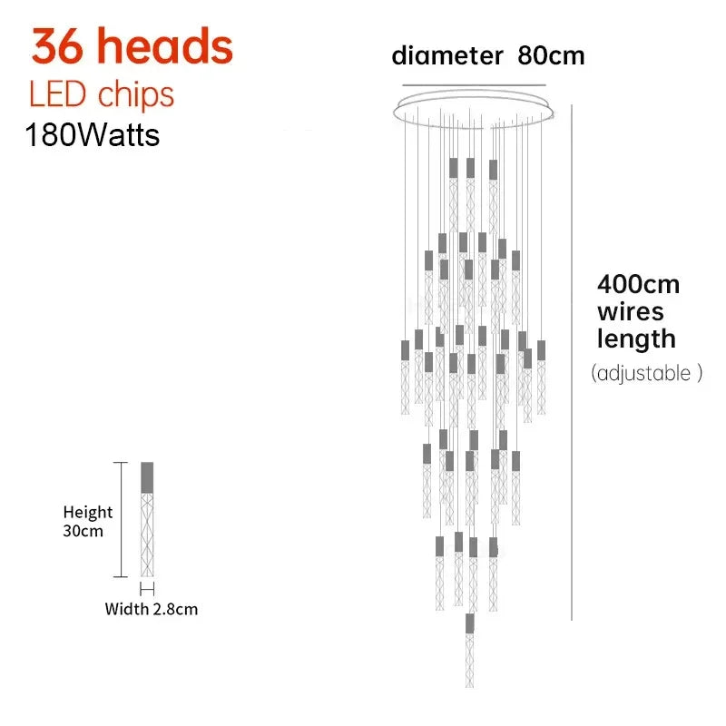 Sophie Spiral Crystal LED Staircase Chandelier