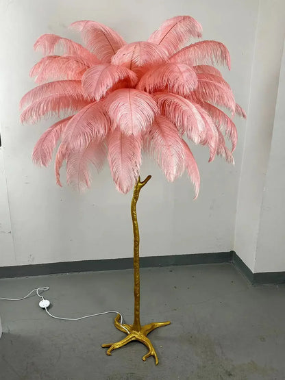 Camille Modern White Pink Feather Floor Lamp Romantic Foyer Decor Light
