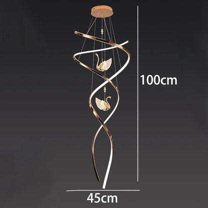 Celestine Spiral Swan LED Staircase Chandelier