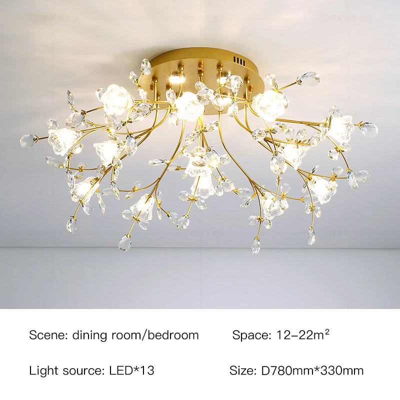 Eléonore Gold Crystal Branch Tree Ceiling Light