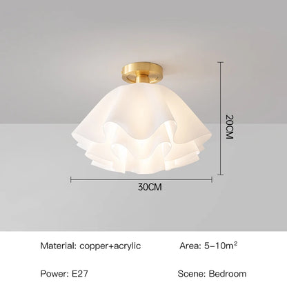 Sofia Nordic White Frosted Glass LED Semi-Flush Chandelier