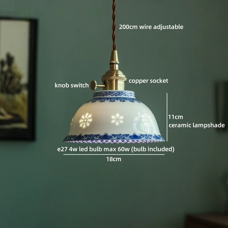 Isabelle Ceramic Pendant Light Japanese Vintage Style