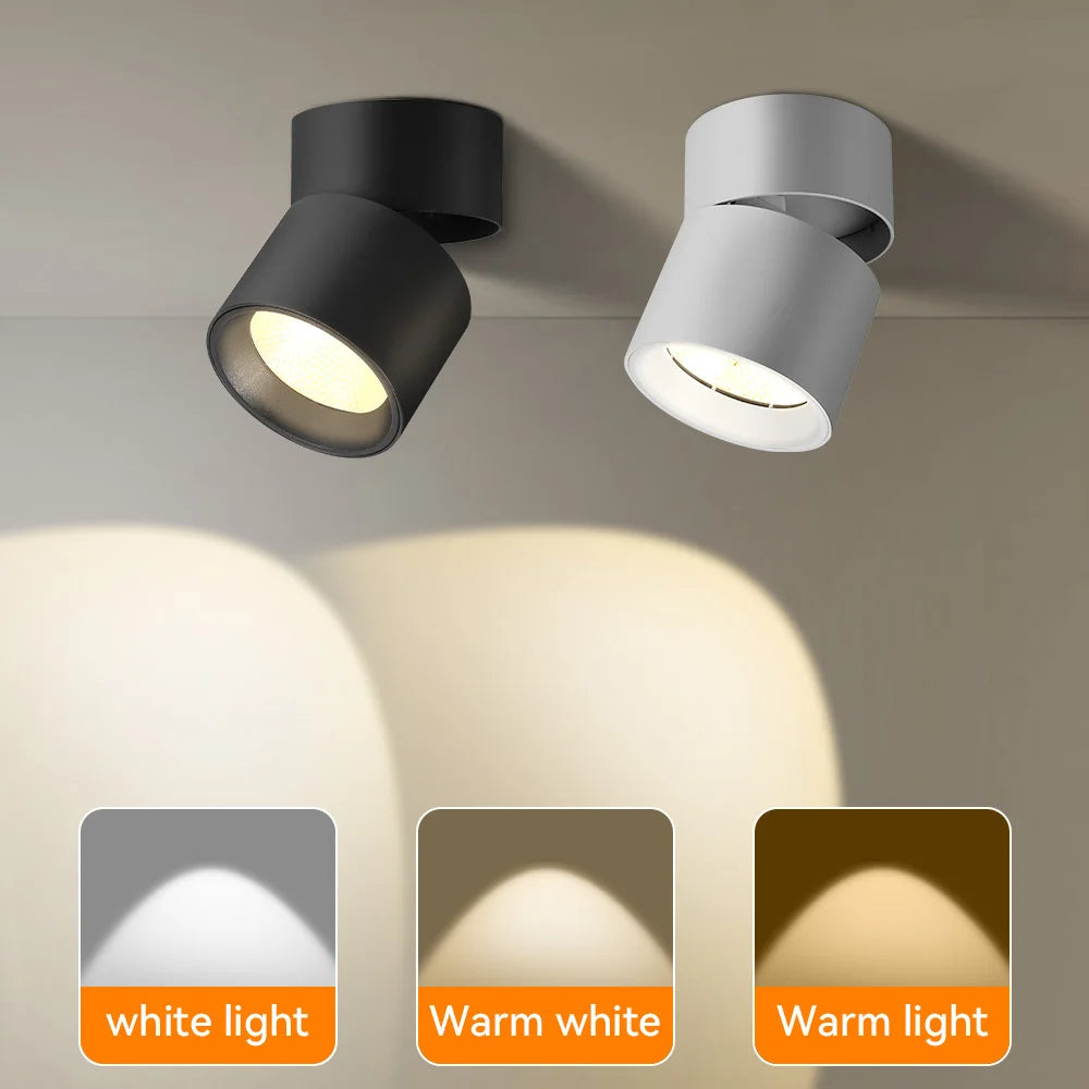 Camille Foldable LED Rotatable Ceiling Spotlight 3-Color Modern