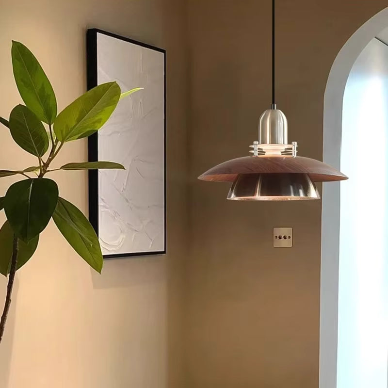 Amélie Aero Linear Wood and Metal Pendant