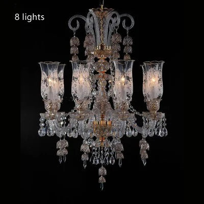 Long Clear Glass Chandelier for Living Room and Study Room