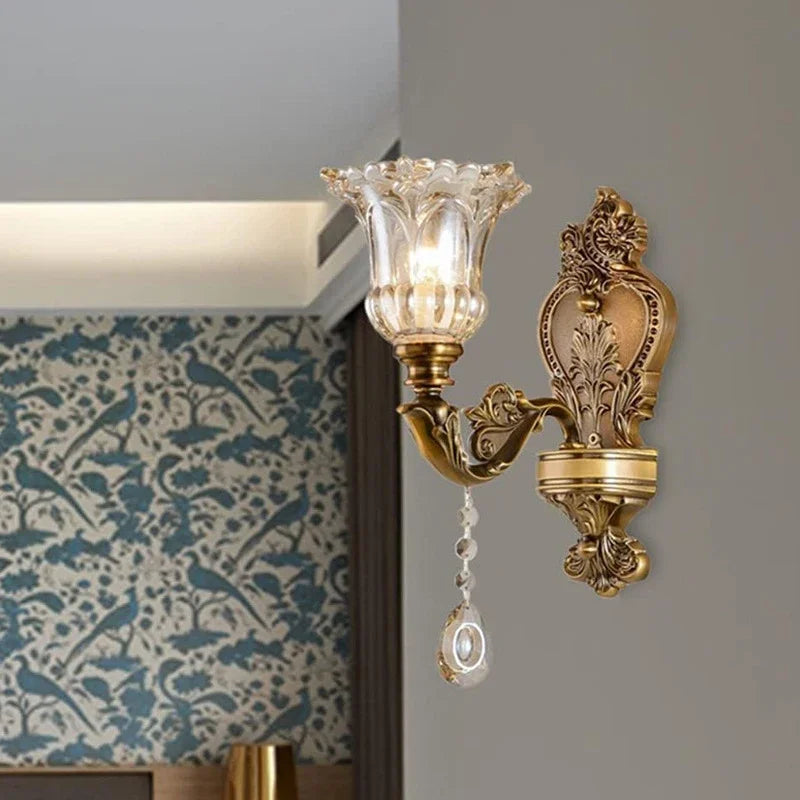 Élise Retro Crystal Glass Wall Lamp E14 European Sconce Light