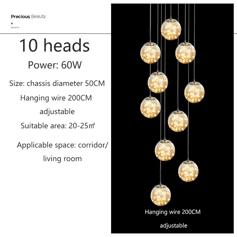 Adèle Starry Sky LED Staircase Pendant Chandelier