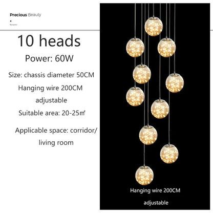 Adèle Starry Sky LED Staircase Pendant Chandelier