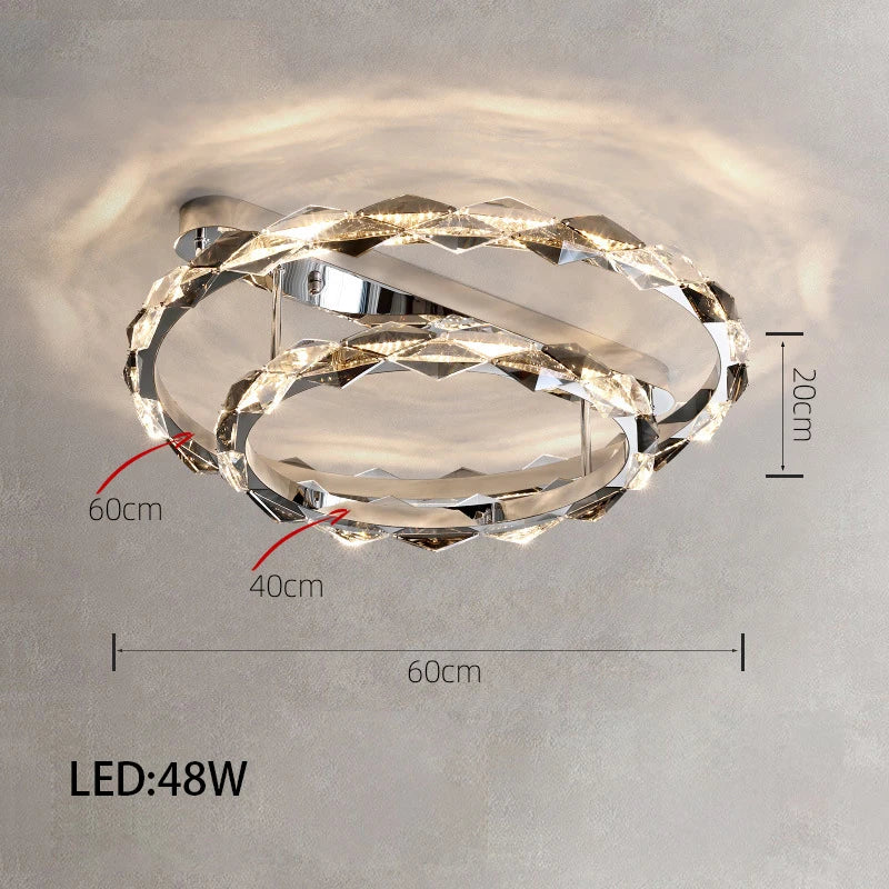 Élodie 2025 Modern Ring Crystal LED Dimmable Ceiling Chandelier Silver Decor Light