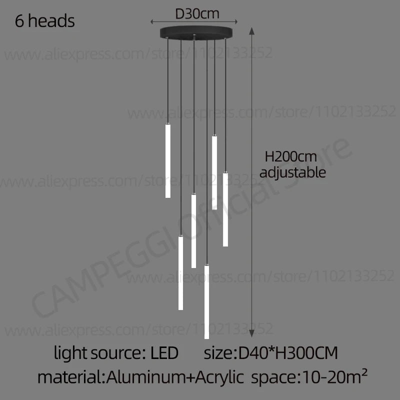 Colette Minimalist Nordic LED Staircase Chandelier