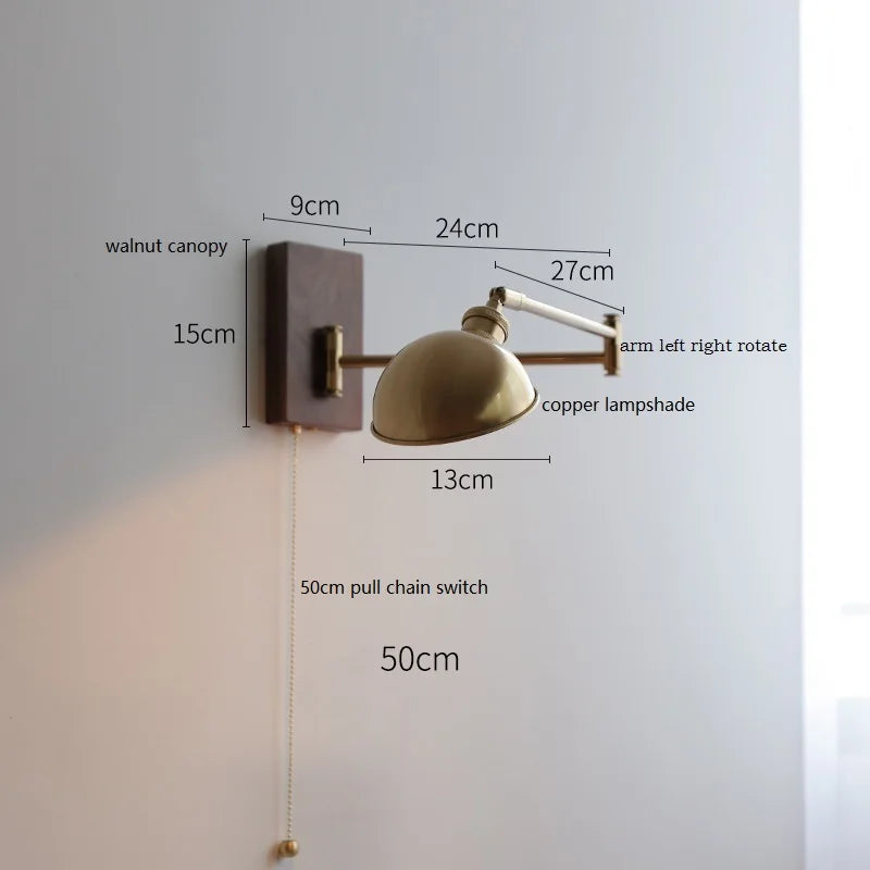 Lucienne Rotating Arm Wall Lamp Pull Chain