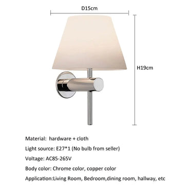 Sophie Modern Fabric Wall Sconce E27 Minimalist Bedside Light