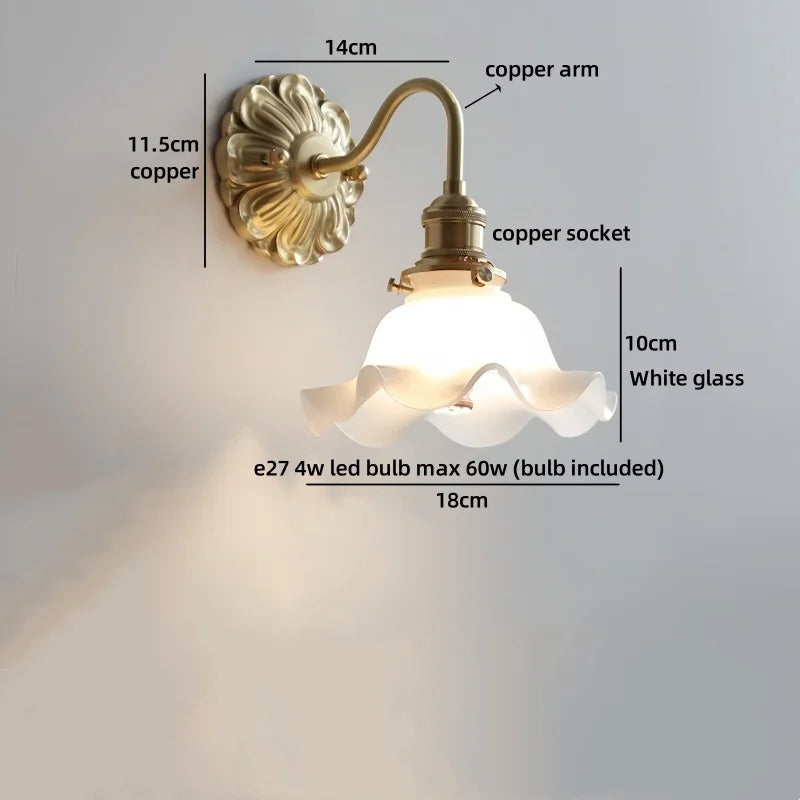 Isabelle Glass Flower Brass Wall Light