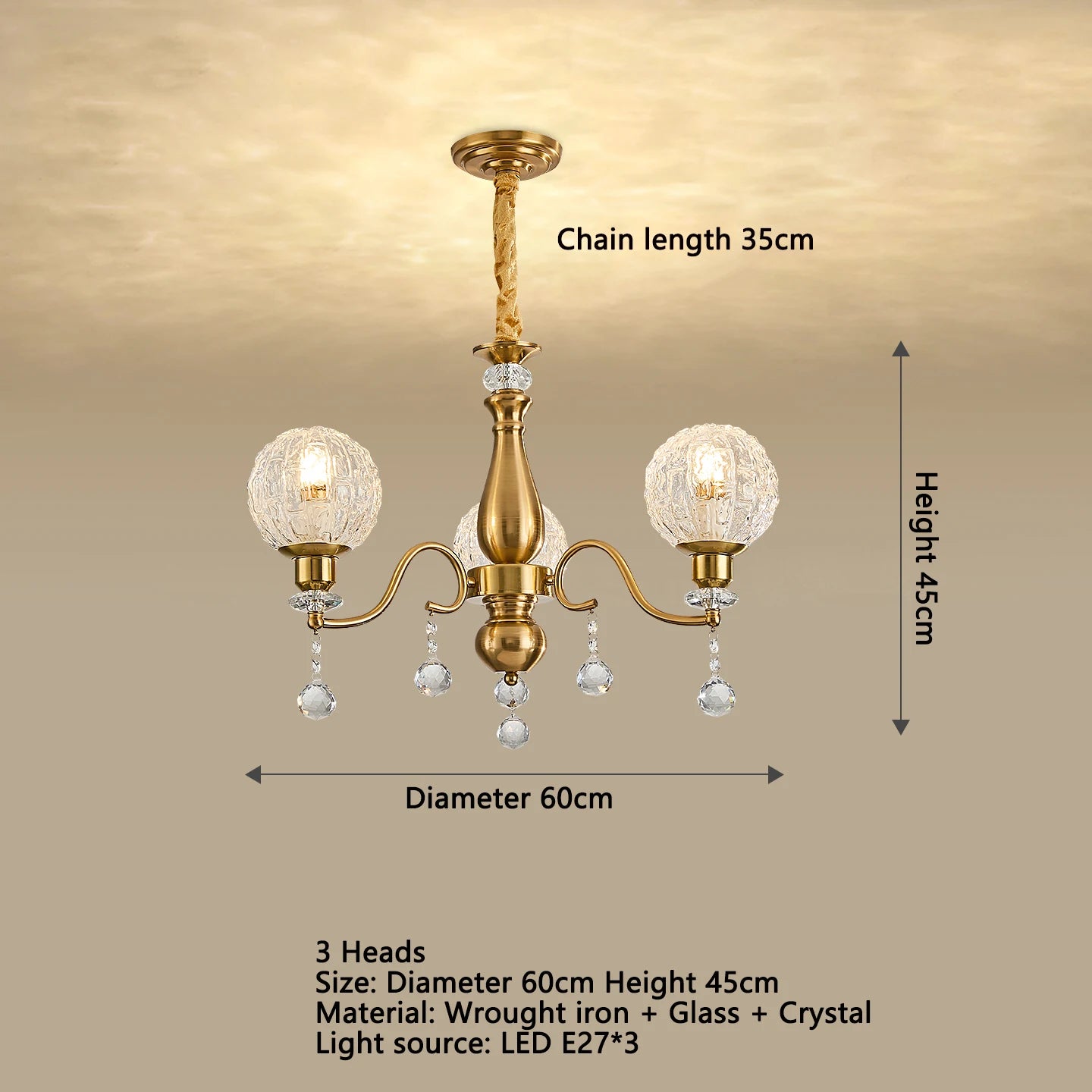 Élise French Crystal Minimalist Glass Flush Chandelier