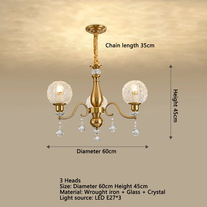 Élise French Crystal Minimalist Glass Flush Chandelier