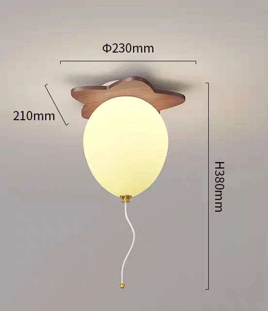 Amélie Cloud Balloon Wooden LED Ceiling Light Kids Room Dimmable