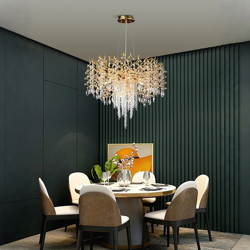 Isabelle K9 Crystal Tree Branch Chandelier Luxury Gold Ceiling Light