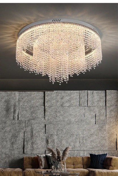 Camille Crystal Tassel Staircase Chandelier Luxury Ceiling Light