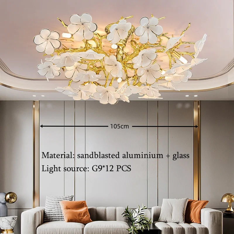 Aurélie Bloom Petal Chandelier Luxury Gold Ceiling Pendant Light