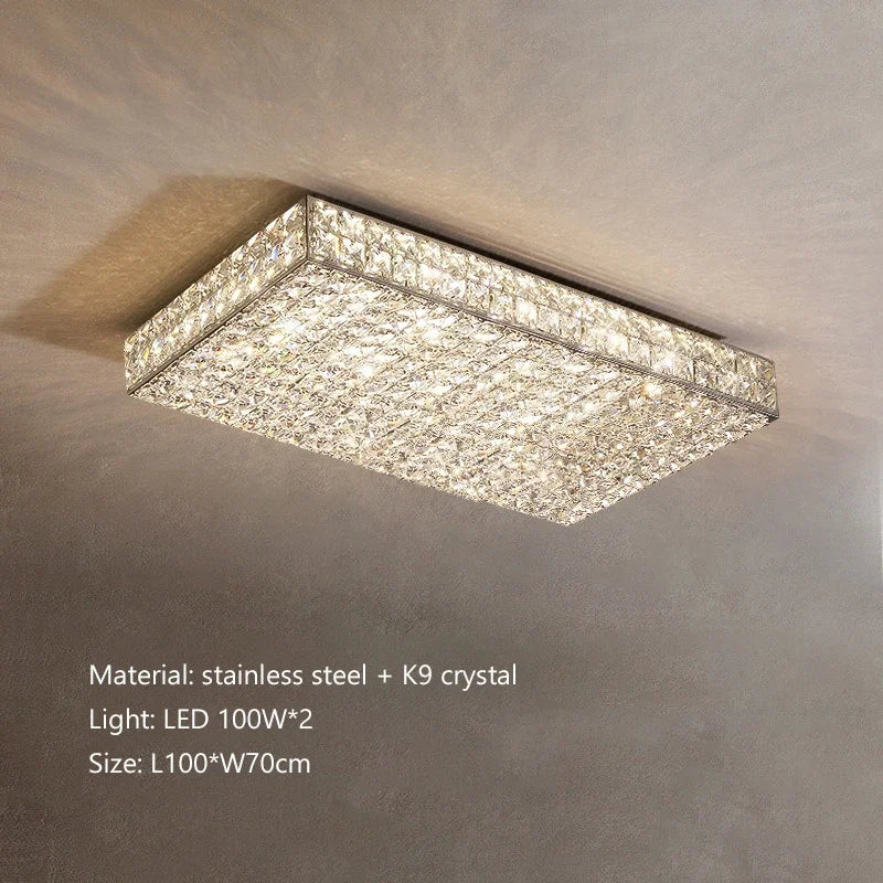 Élodie Modern Luxury K9 Crystal LED Ceiling Lamp For Living Dining Bedroom Home Interior Light