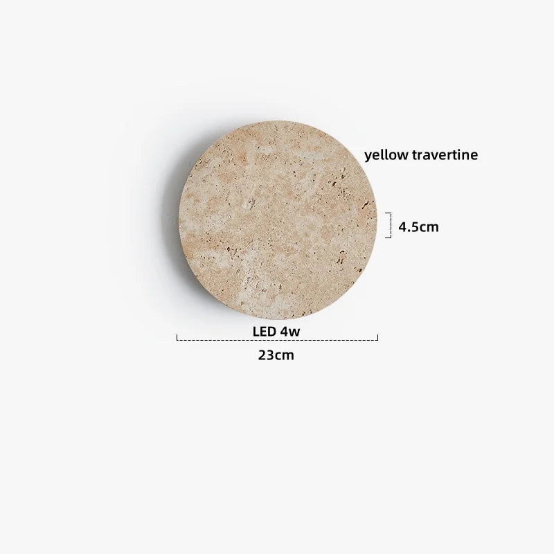 Lucie Travertine Stone Wall Lamp with Wooden Base
