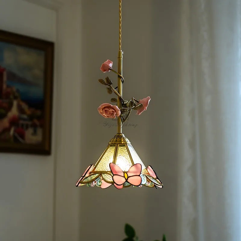 Élise Vintage French Rose Copper Pendant Ceiling Light