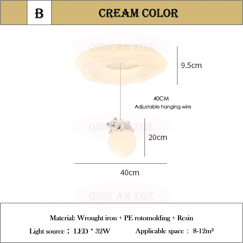 Amélie White Bear Cloud LED Ceiling Light Kids Room Dimmable